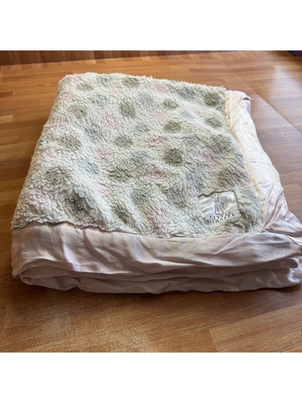 Little Giraffe Luxury baby blanket, 28x32, polkadot, satin trim